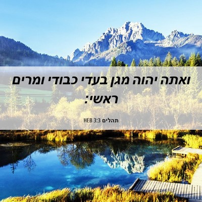 Picture 06 - תהלים 3:3 HEB - ואתה יהוה מגן בעדי כבודי - Bible Verse Picture