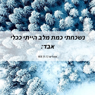 Picture 06 - תהלים 31:12 HEB - נשכחתי כמת מלב הייתי ככלי - Bible Verse Picture