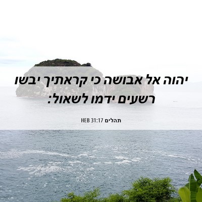 Picture 06 - תהלים 31:17 HEB - יהוה אל אבושה כי קראתיך - Bible Verse Picture