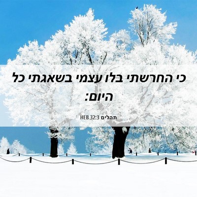Picture 06 - תהלים 32:3 HEB - כי החרשתי בלו עצמי בשאגתי - Bible Verse Picture
