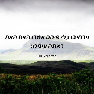 Picture 06 - תהלים 35:21 HEB - וירחיבו עלי פיהם אמרו האח - Bible Verse Picture