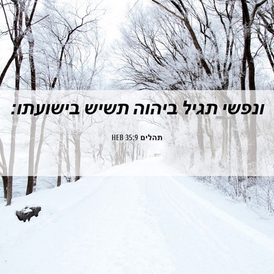Picture 06 - תהלים 35:9 HEB - ונפשי תגיל ביהוה תשיש - Bible Verse Picture