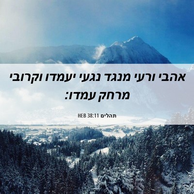 Picture 06 - תהלים 38:11 HEB - אהבי ורעי מנגד נגעי יעמדו - Bible Verse Picture