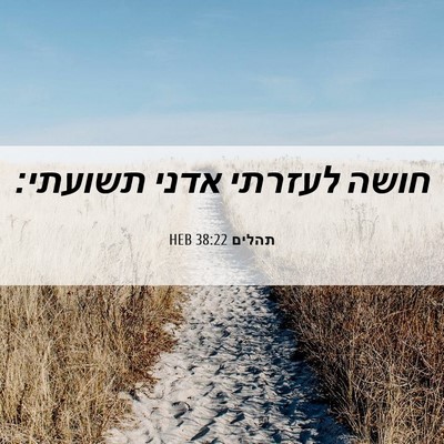 Picture 06 - תהלים 38:22 HEB - חושה לעזרתי אדני - Bible Verse Picture
