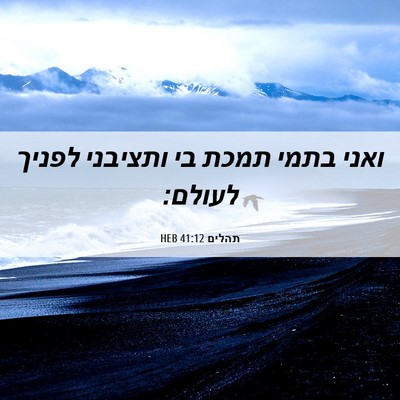 Picture 06 - תהלים 41:12 HEB - ואני בתמי תמכת בי ותציבני - Bible Verse Picture