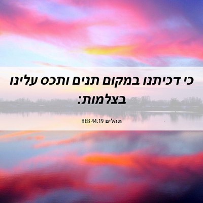 Picture 06 - תהלים 44:19 HEB - כי דכיתנו במקום תנים ותכס - Bible Verse Picture