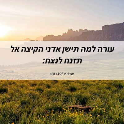 Picture 06 - תהלים 44:23 HEB - עורה למה תישן אדני הקיצה אל - Bible Verse Picture