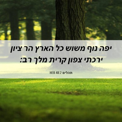 Picture 06 - תהלים 48:2 HEB - יפה נוף משוש כל הארץ הר - Bible Verse Picture