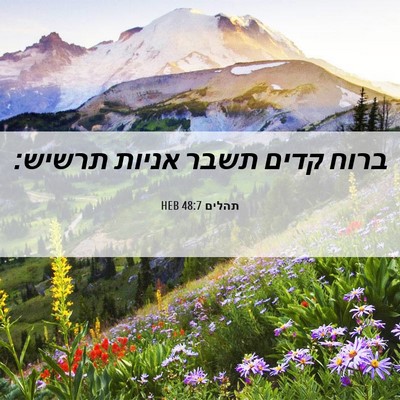 Picture 06 - תהלים 48:7 HEB - ברוח קדים תשבר אניות - Bible Verse Picture