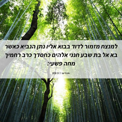 Picture 06 - תהלים 51:1 HEB - למנצח מזמור לדוד בבוא אליו - Bible Verse Picture