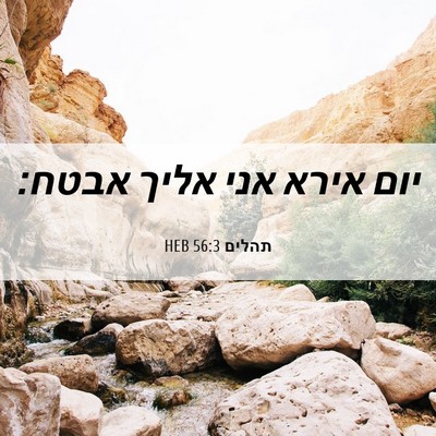 Picture 06 - תהלים 56:3 HEB - יום אירא אני אליך - Bible Verse Picture