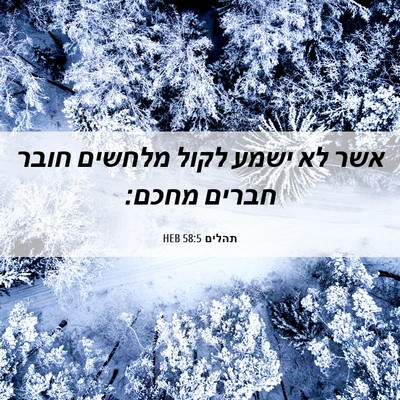 Picture 06 - תהלים 58:5 HEB - אשר לא ישמע לקול מלחשים - Bible Verse Picture