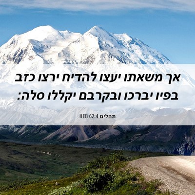 Picture 06 - תהלים 62:4 HEB - אך משאתו יעצו להדיח ירצו - Bible Verse Picture