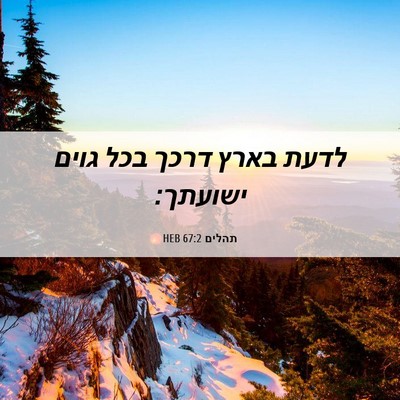 Picture 06 - תהלים 67:2 HEB - לדעת בארץ דרכך בכל גוים - Bible Verse Picture