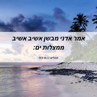 Picture 06 - תהלים 68:22 HEB - אמר אדני מבשן אשיב אשיב - Bible Verse Picture