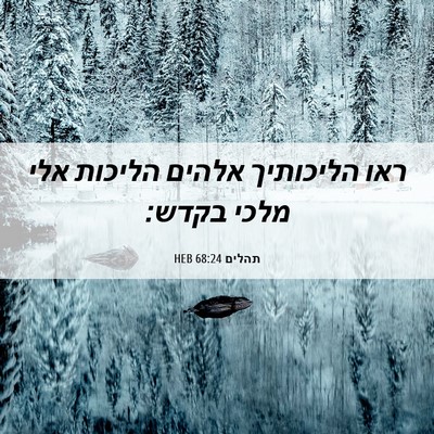 Picture 06 - תהלים 68:24 HEB - ראו הליכותיך אלהים הליכות - Bible Verse Picture