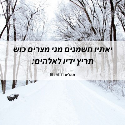 Picture 06 - תהלים 68:31 HEB - יאתיו חשמנים מני מצרים כוש - Bible Verse Picture