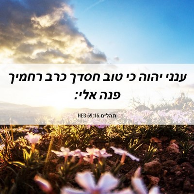 Picture 06 - תהלים 69:16 HEB - ענני יהוה כי טוב חסדך כרב - Bible Verse Picture