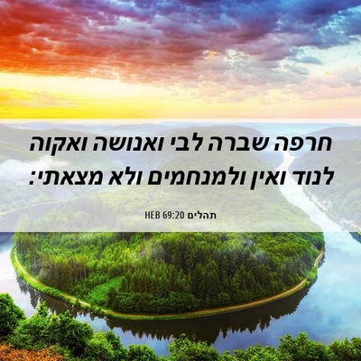 Picture 06 - תהלים 69:20 HEB - חרפה שברה לבי ואנושה ואקוה - Bible Verse Picture