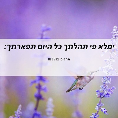 Picture 06 - תהלים 71:8 HEB - ימלא פי תהלתך כל היום - Bible Verse Picture
