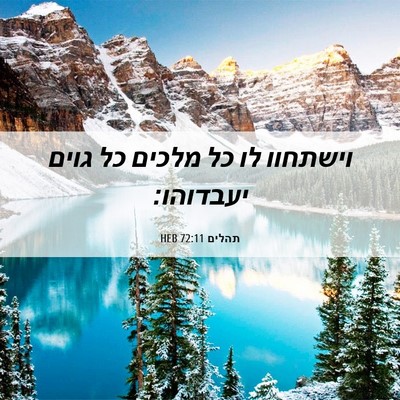 Picture 06 - תהלים 72:11 HEB - וישתחוו לו כל מלכים כל גוים - Bible Verse Picture