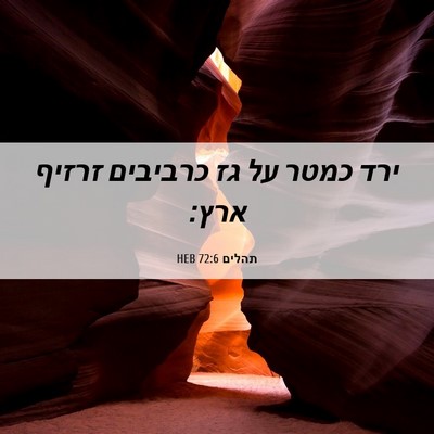 Picture 06 - תהלים 72:6 HEB - ירד כמטר על גז כרביבים - Bible Verse Picture