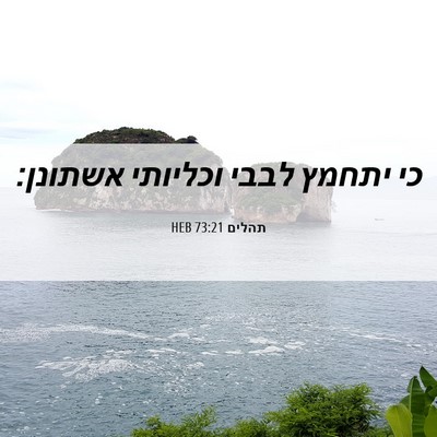 Picture 06 - תהלים 73:21 HEB - כי יתחמץ לבבי וכליותי - Bible Verse Picture