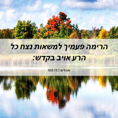Picture 06 - תהלים 74:3 HEB - הרימה פעמיך למשאות נצח כל - Bible Verse Picture