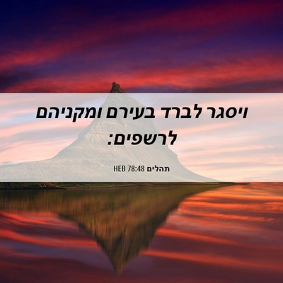 Picture 06 - תהלים 78:48 HEB - ויסגר לברד בעירם ומקניהם - Bible Verse Picture