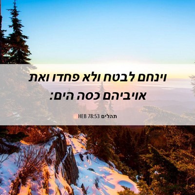 Picture 06 - תהלים 78:53 HEB - וינחם לבטח ולא פחדו ואת - Bible Verse Picture
