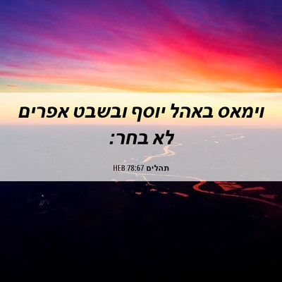 Picture 06 - תהלים 78:67 HEB - וימאס באהל יוסף ובשבט - Bible Verse Picture