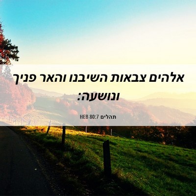 Picture 06 - תהלים 80:7 HEB - אלהים צבאות השיבנו והאר - Bible Verse Picture