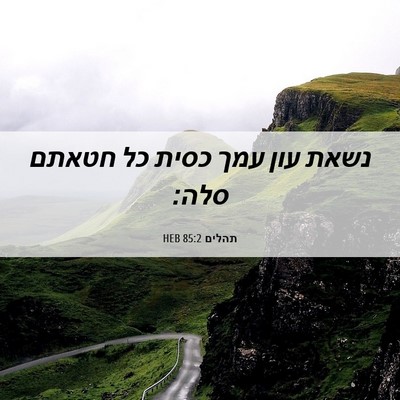 Picture 06 - תהלים 85:2 HEB - נשאת עון עמך כסית כל חטאתם - Bible Verse Picture