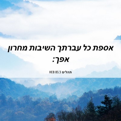 Picture 06 - תהלים 85:3 HEB - אספת כל עברתך השיבות מחרון - Bible Verse Picture