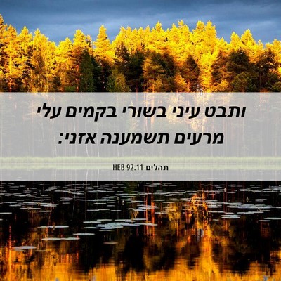Picture 06 - תהלים 92:11 HEB - ותבט עיני בשורי בקמים עלי - Bible Verse Picture