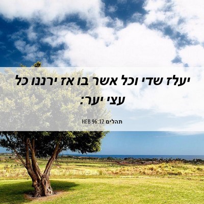 Picture 06 - תהלים 96:12 HEB - יעלז שדי וכל אשר בו אז - Bible Verse Picture