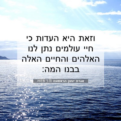 Picture 07 - אגרת יוחנן הראשונה 5:11 HEB - וזאת היא העדות כי חיי - Bible Verse Picture