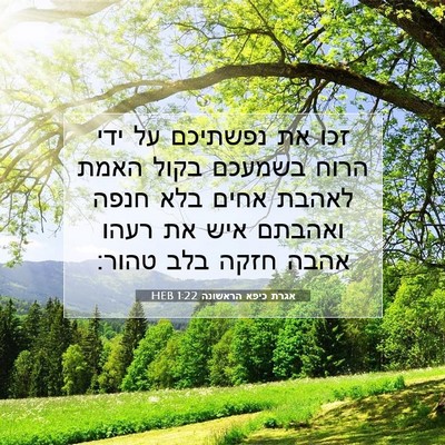 Picture 07 - אגרת כיפא הראשונה 1:22 HEB - זכו את נפשתיכם על ידי הרוח - Bible Verse Picture