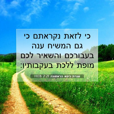 Picture 07 - אגרת כיפא הראשונה 2:21 HEB - כי לזאת נקראתם כי גם המשיח - Bible Verse Picture