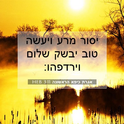 Picture 07 - אגרת כיפא הראשונה 3:11 HEB - יסור מרע ויעשה טוב יבשק - Bible Verse Picture