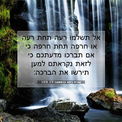 Picture 07 - אגרת כיפא הראשונה 3:9 HEB - אל תשלמו רעה תחת רעה או - Bible Verse Picture