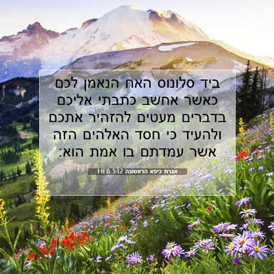 Picture 07 - אגרת כיפא הראשונה 5:12 HEB - ביד סלונוס האח הנאמן לכם - Bible Verse Picture