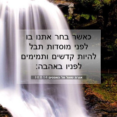 Picture 07 - אגרת שאול אל האפסים 1:4 HEB - כאשר בחר אתנו בו לפני - Bible Verse Picture