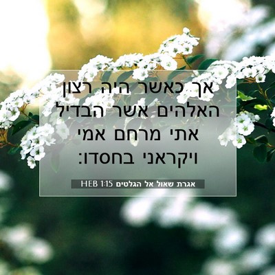 Picture 07 - אגרת שאול אל הגלטים 1:15 HEB - אך כאשר היה רצון האלהים אשר - Bible Verse Picture