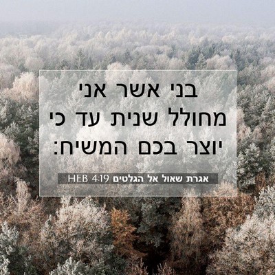 Picture 07 - אגרת שאול אל הגלטים 4:19 HEB - בני אשר אני מחולל שנית עד - Bible Verse Picture