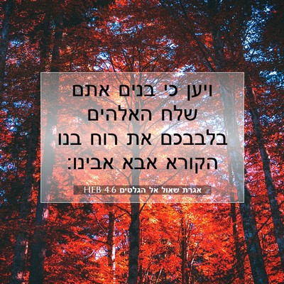 Picture 07 - אגרת שאול אל הגלטים 4:6 HEB - ויען כי בנים אתם שלח האלהים - Bible Verse Picture