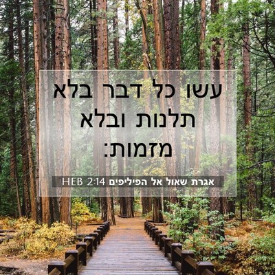 Picture 07 - אגרת שאול אל הפיליפים 2:14 HEB - עשו כל דבר בלא תלנות ובלא - Bible Verse Picture