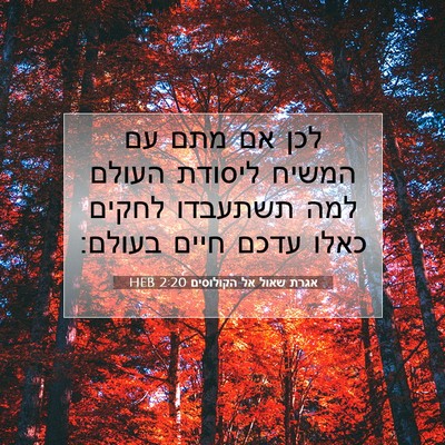Picture 07 - אגרת שאול אל הקולוסים 2:20 HEB - לכן אם מתם עם המשיח ליסודת - Bible Verse Picture
