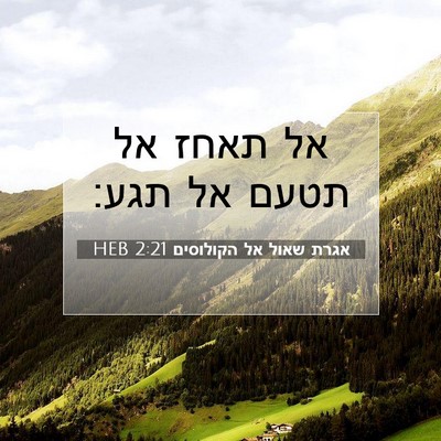 Picture 07 - אגרת שאול אל הקולוסים 2:21 HEB - אל תאחז אל תטעם אל - Bible Verse Picture