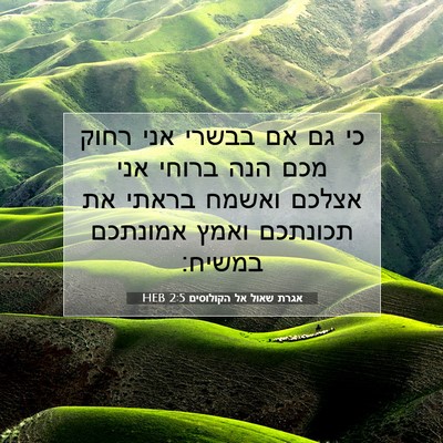Picture 07 - אגרת שאול אל הקולוסים 2:5 HEB - כי גם אם בבשרי אני רחוק מכם - Bible Verse Picture